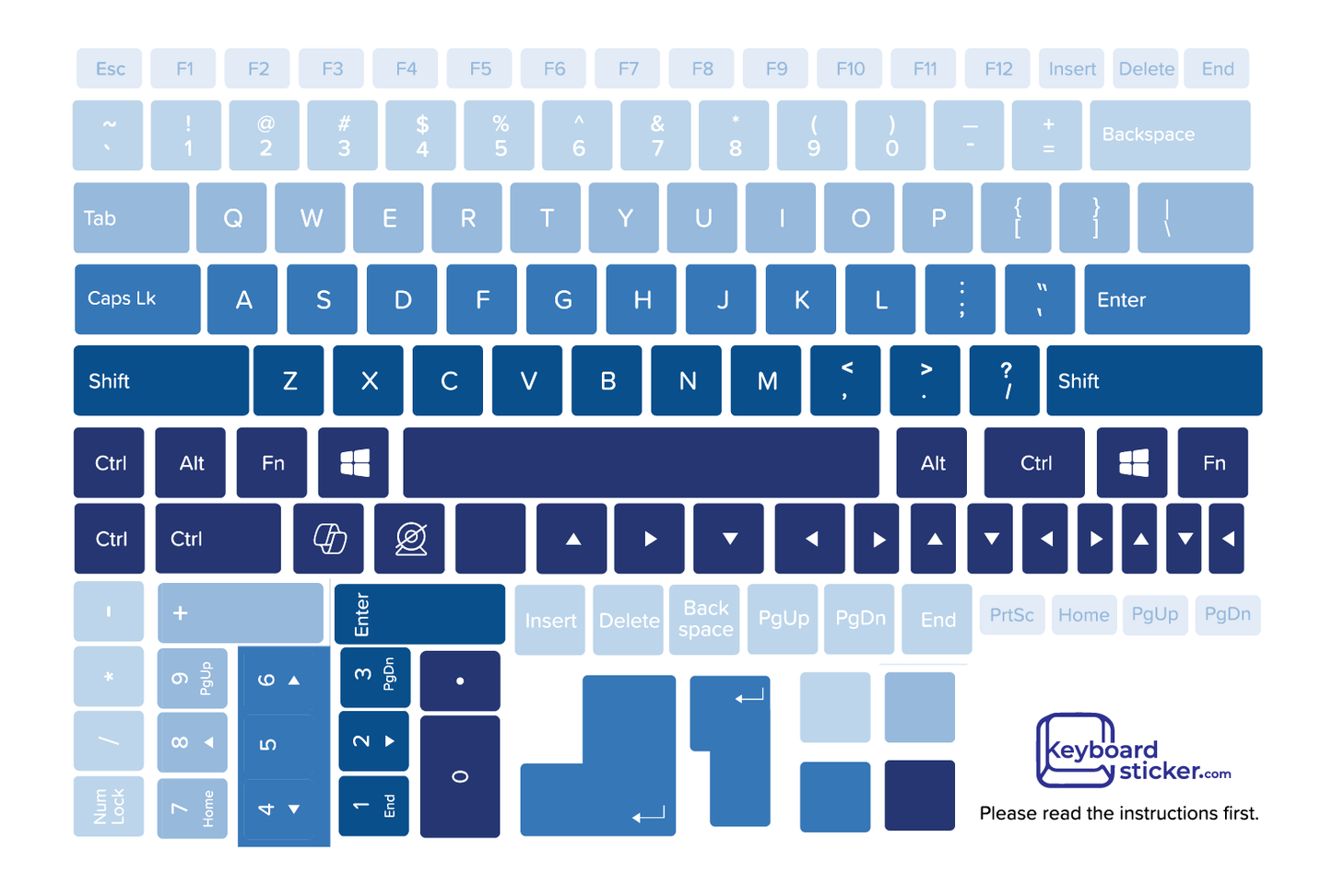 Blue Ombre Laptop Keyboard Sticker