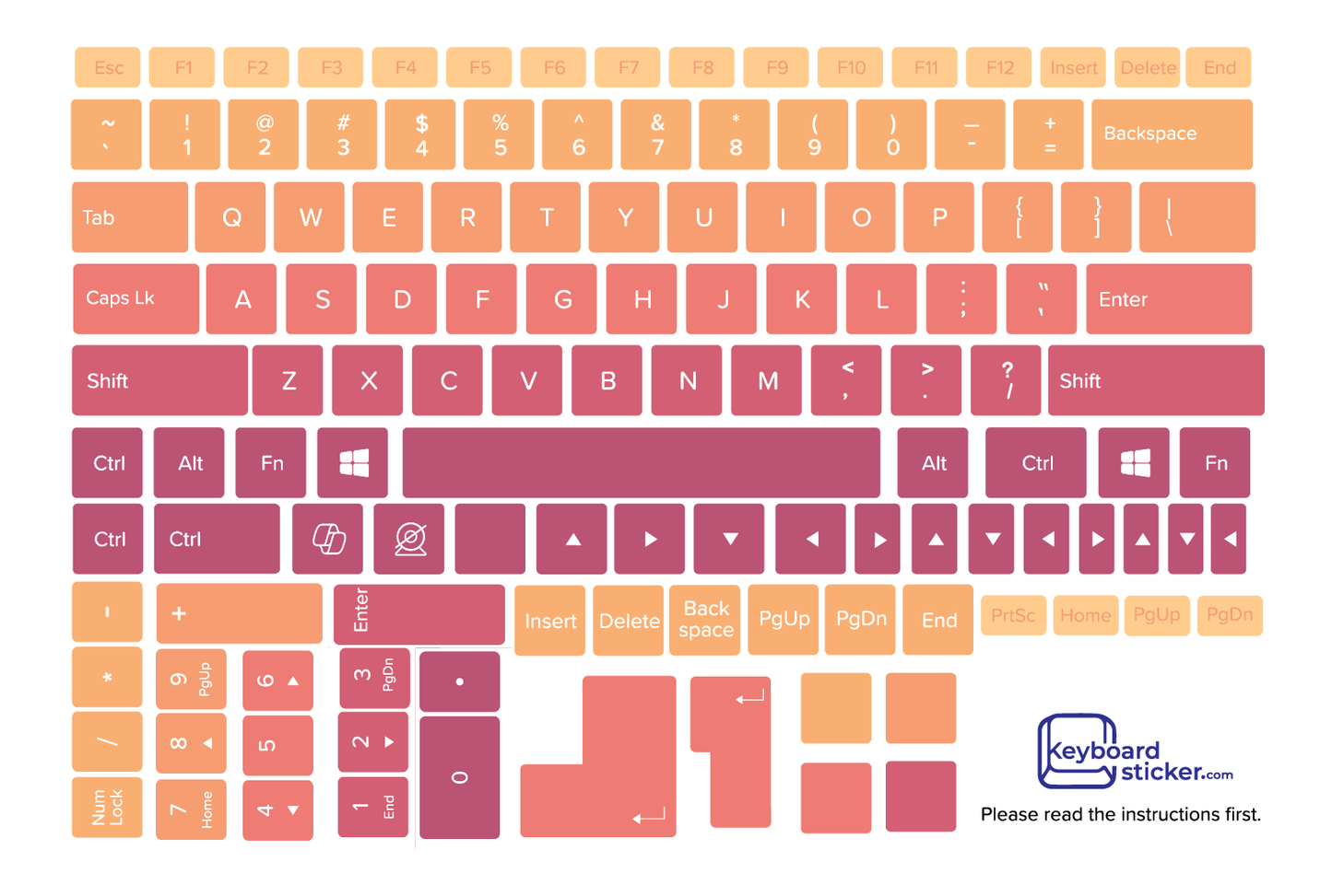 Purple To Orange Laptop Keyboard Sticker