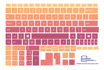 Purple To Orange Laptop Keyboard Sticker