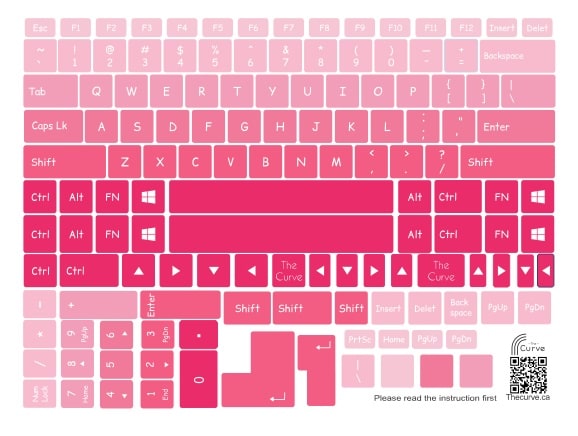 Pink keyboard sticker with gradient effect on a white background