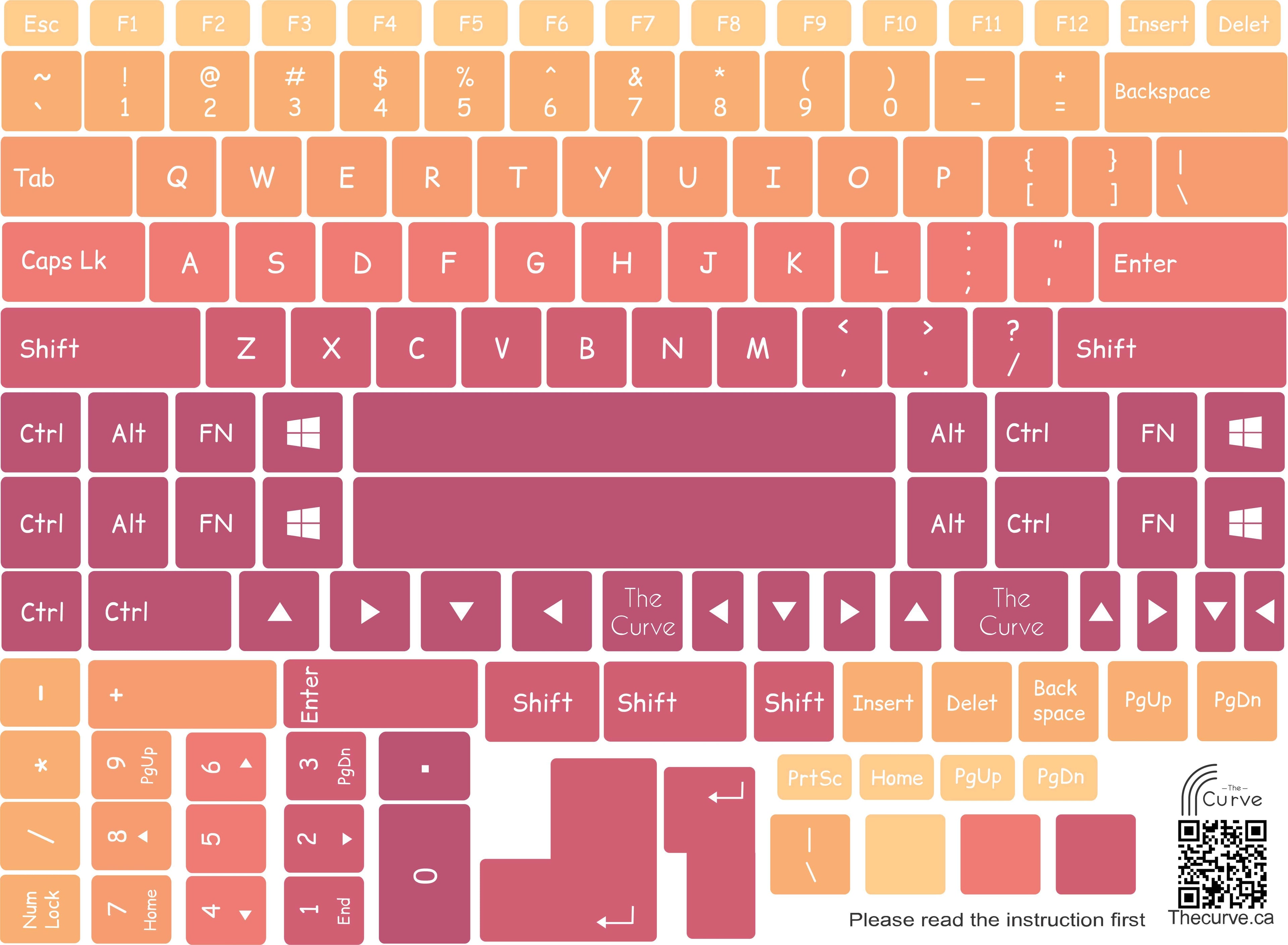 Purple To Orange Laptop Keyboard Sticker